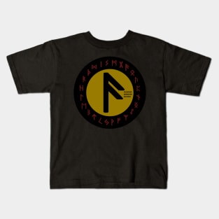 Yellow Ansuz Futhark Rune Symbol Kids T-Shirt